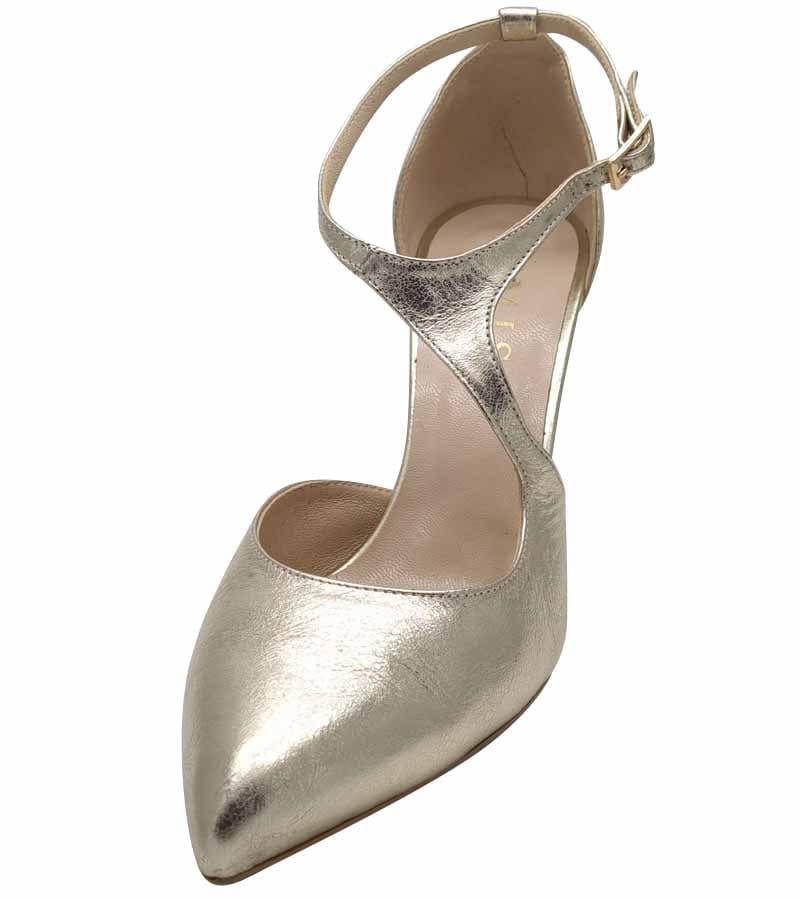 GEOX Womens Emis Womens Wrap Ankle Strap Gold Soft Leather Heel S8106-154