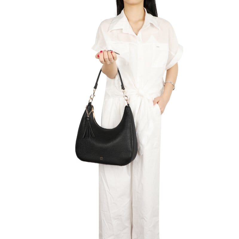 Gionni Womens BLACK / ONE SIZE Gionni Womens Black Curved Shoulder Bag Charlotte - 11G2818