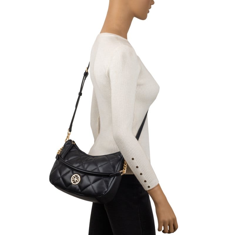 Gionni Womens BLACK / ONE SIZE Gionni Womens Black Diamond Curved Shoulder Bag - 11G2860