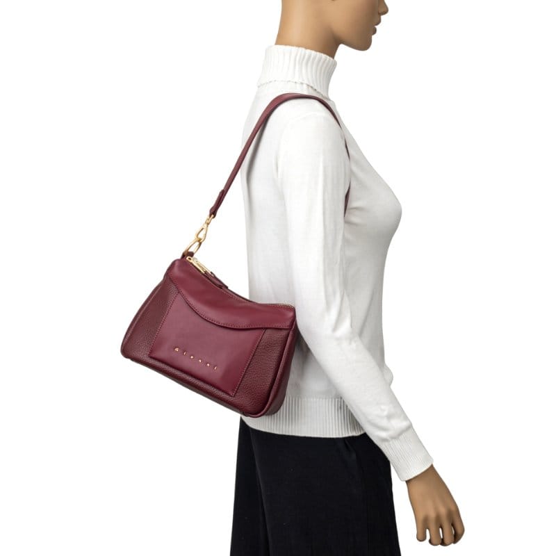 Gionni Womens BURGUNDY / ONE SIZE Gionni Womens Burgundy Saffron Double Zip Shoulder Bag - 11G2917