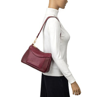 Gionni Womens BURGUNDY / ONE SIZE Gionni Womens Burgundy Saffron Double Zip Shoulder Bag - 11G2917