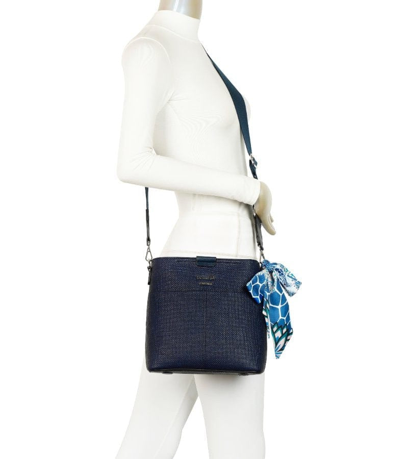 Gionni Womens ONE SIZE / NAVY Gionni Womens Navy Crossbody Bag With Scarf Detail Borneo - 11G2635