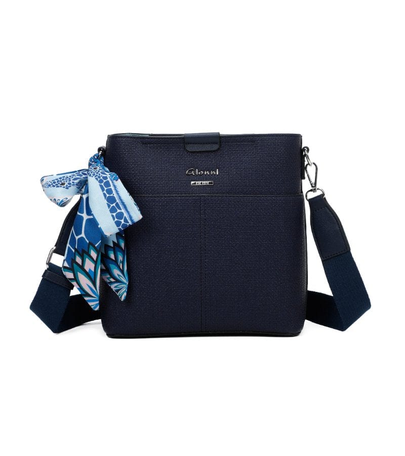 Gionni Womens ONE SIZE / NAVY Gionni Womens Navy Crossbody Bag With Scarf Detail Borneo - 11G2635