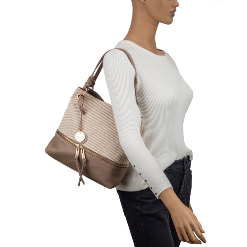 Brandwell Womens TAUPE / ONE SIZE Gionni Womens Taupe Weave Body Shoulder Bag Marina - 11G2749