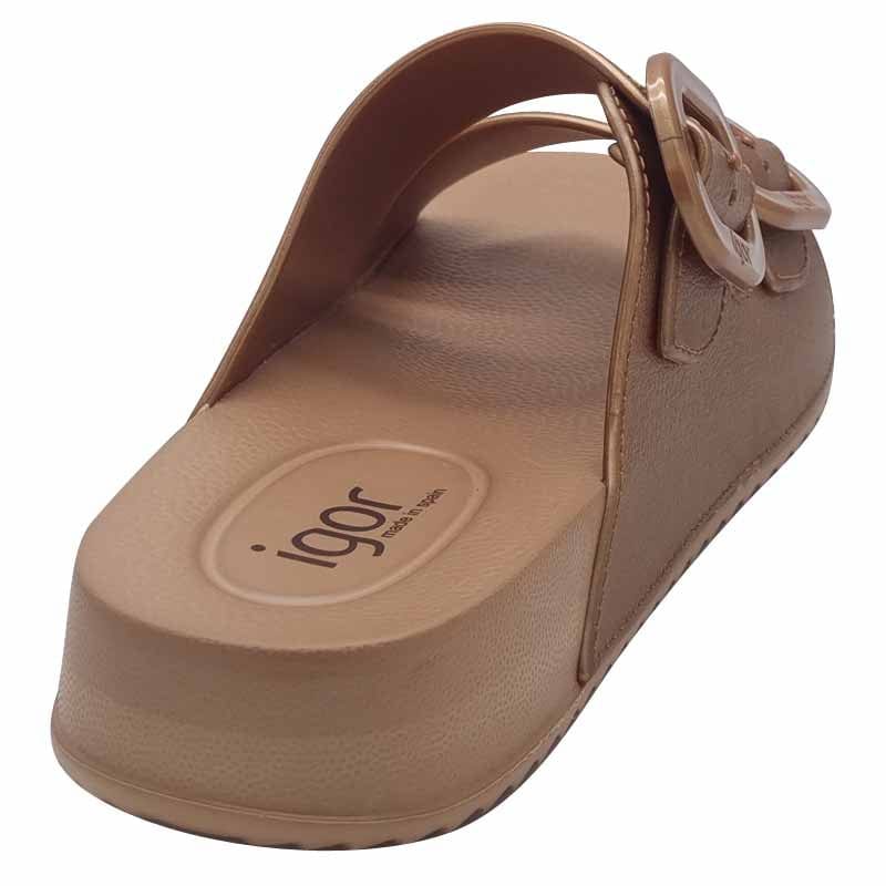 Igor Womens Igor Womens Gold Large Buckle Mule Sandal - S10327