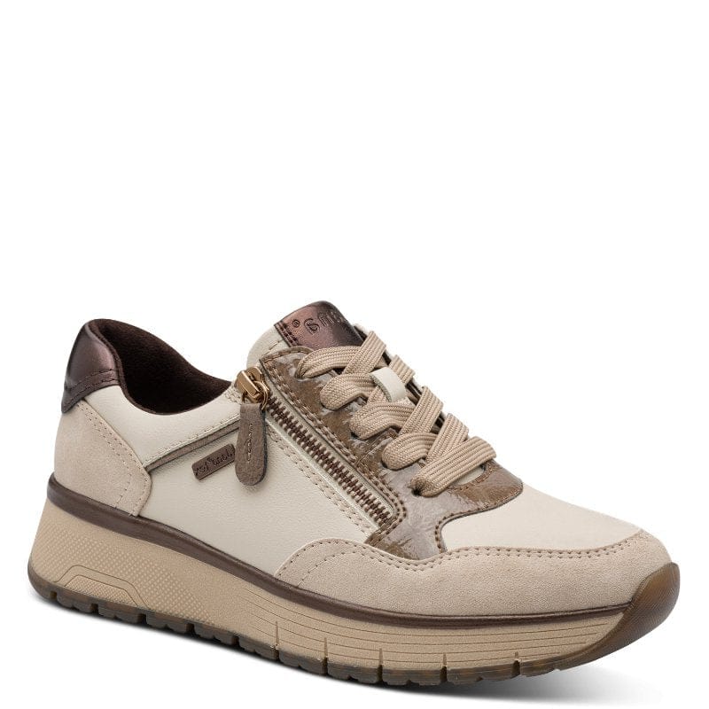 Jana Womens Beige Side Zip Wide Fit Fashion Trainer 8-23762-45