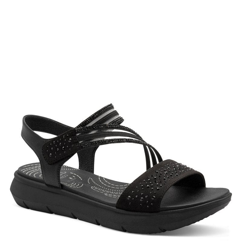 Jana Womens BLACK / 4UK Jana Womens Black Velcro Strap Wedge Sandal 8-28771-46