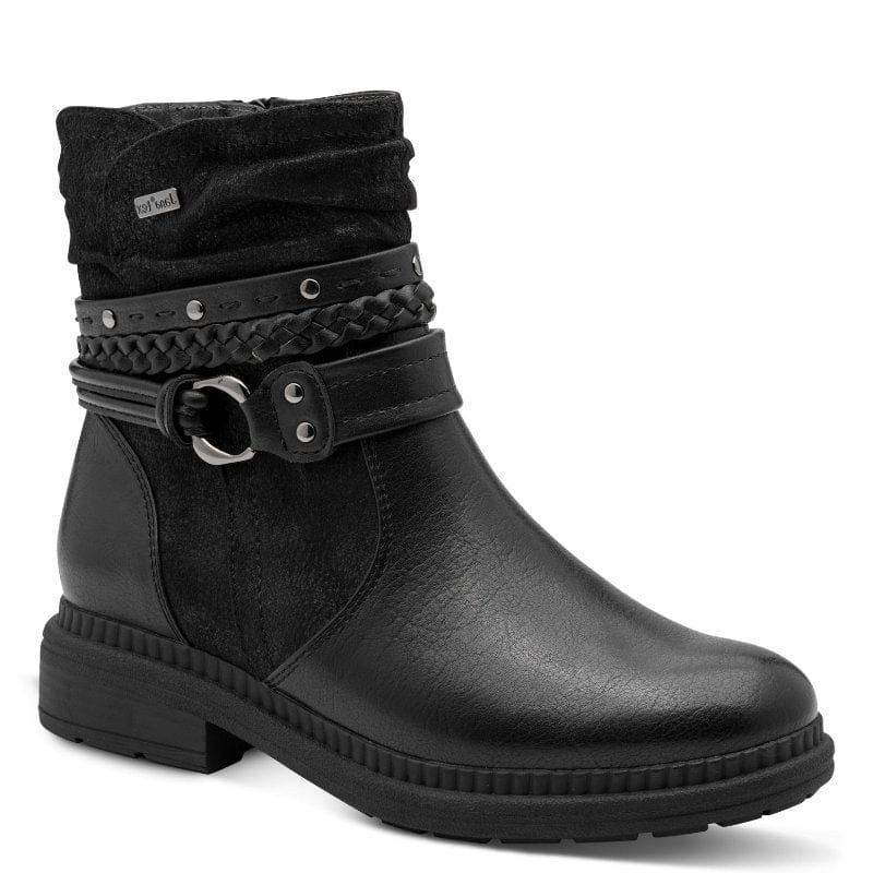 Jana Womens BLACK / 4UK Jana Womens Black Wide Fit Side Zip Low Heel Ankle Boot 8-25464-43