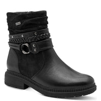 Jana Womens BLACK / 4UK Jana Womens Black Wide Fit Side Zip Low Heel Ankle Boot 8-25464-43