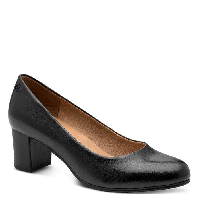 Jana Womens BLACK / 4UK Tamaris Womens Black Block Heel Wide Fit Leather Shoes 8-82400-47