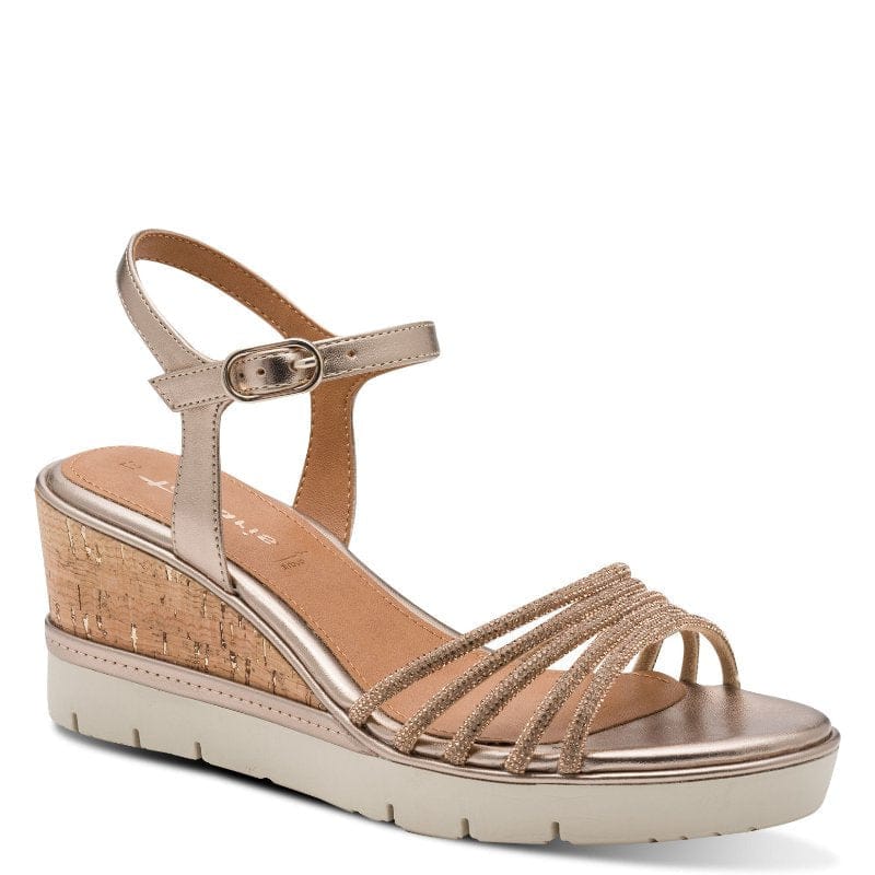 Jana Womens BRONZE / 3UK Tamaris Womens Bronze Ankle Strap Wedge Heel Sandal 1-28725-46