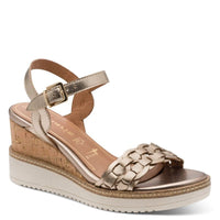 Jana Womens BRONZE / 3UK Tamaris Womens Bronze Leather Wedge Heel Sandal 1-28334-46