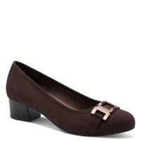 Jana Womens BROWN / 4UK Jana Womens Brown Slip On Block Heels Shoes 8-22369-45