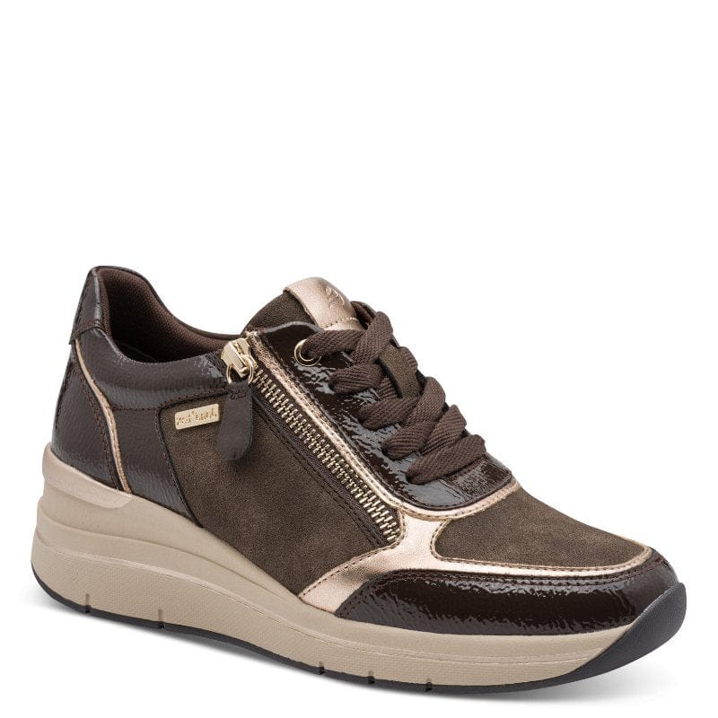 Jana Womens BROWN / 4UK Jana Womens Brown Wide Fit Side Zip Fashion Trainer 8-23789-47