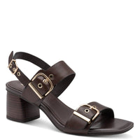 Jana Womens BROWN / 4UK Tamaris Womens Brown Leather Block Heel Sandal 1-28354-46