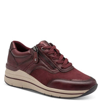 Jana Womens BURGUNDY / 4UK Jana Womens Burgundy Wide Fit Side Zip Fashion Trainer 8-23790-47