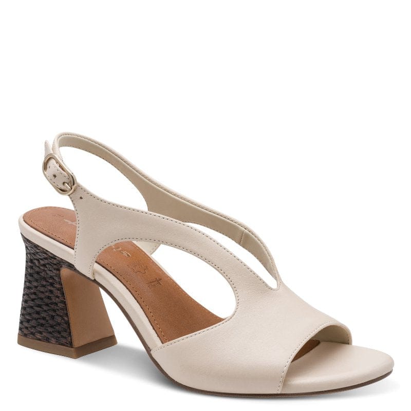 Jana Womens CREAM / 4UK Tamaris Womens Cream Laser Cut Block Heel Sandal 1-28316-44
