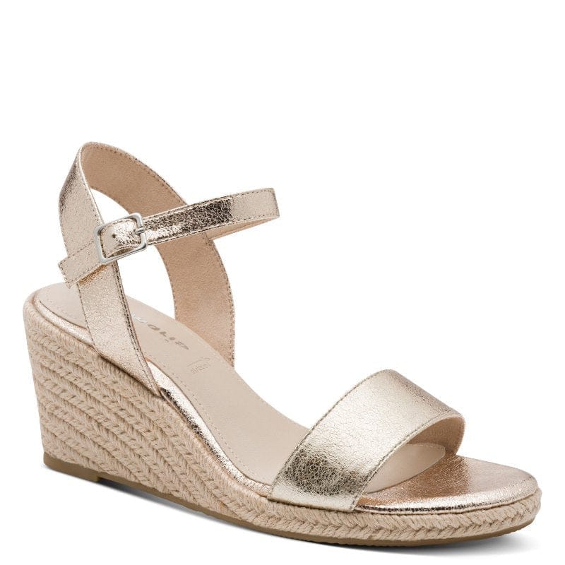 Jana Womens GOLD / 3UK Tamaris Womens Gold Clasp Fastening Wedge Heel Sandal 1-28300-42