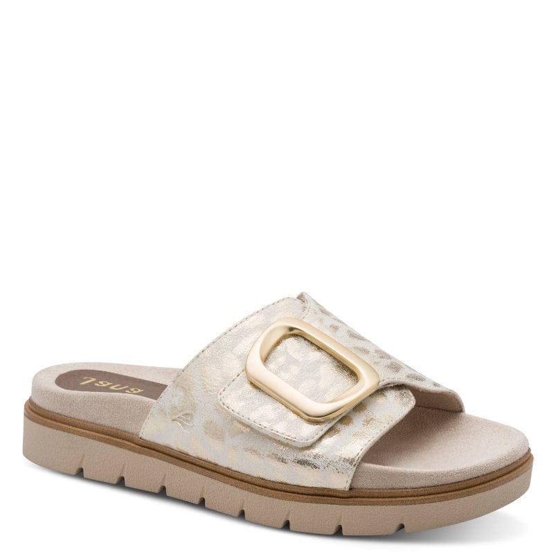 Jana Womens GOLD / 4UK Jana Womens Gold Velcro Strap Slip On Sandal 8-27561-46