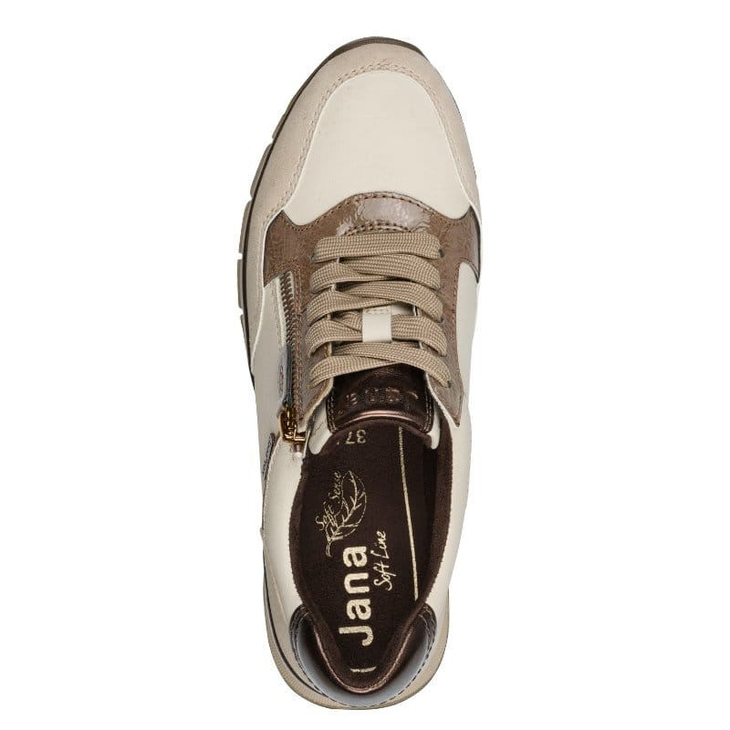 Jana Womens Jana Womens Beige Side Zip Wide Fit Fashion Trainer 8-23762-45