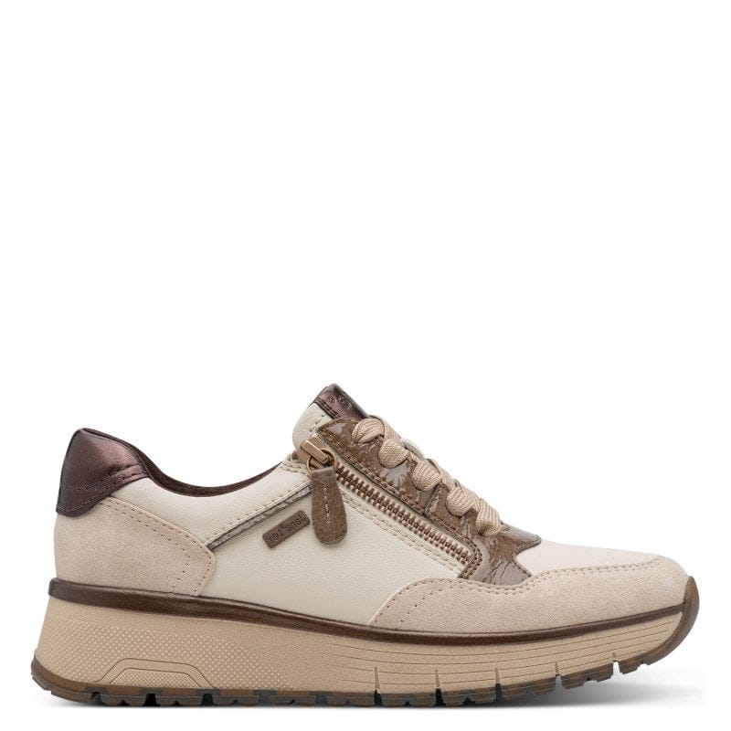 Jana Womens Jana Womens Beige Side Zip Wide Fit Fashion Trainer 8-23762-45