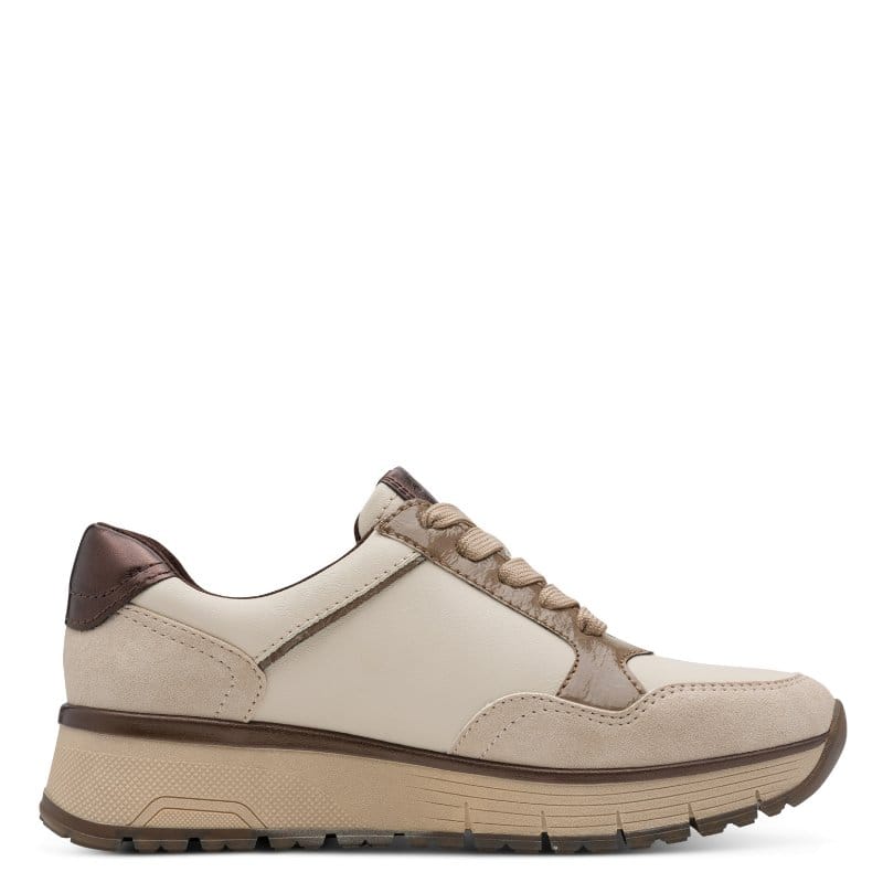 Jana Womens Jana Womens Beige Side Zip Wide Fit Fashion Trainer 8-23762-45