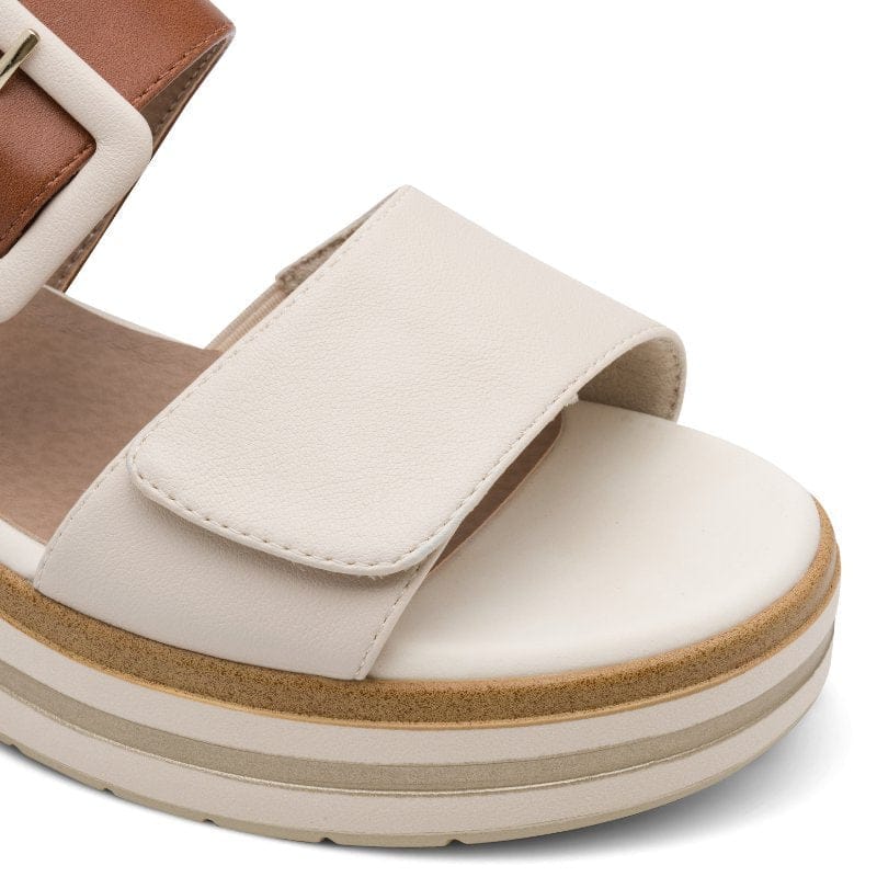 Jana Womens Jana Womens Beige Velcro Strap Slip On Wedge Sandal 8-28266-44
