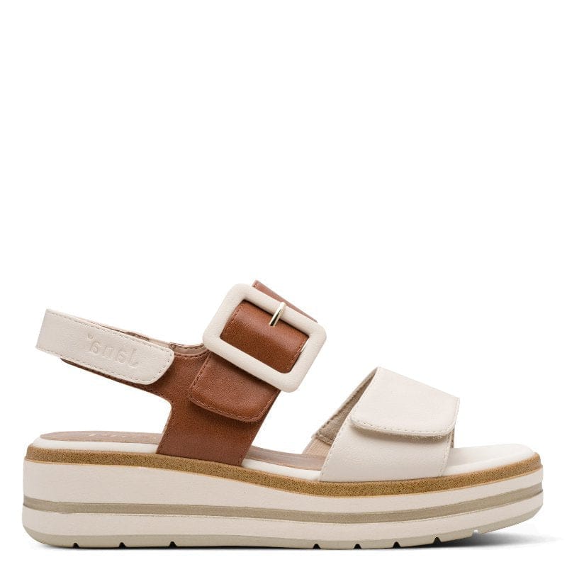 Jana Womens Jana Womens Beige Velcro Strap Slip On Wedge Sandal 8-28266-44