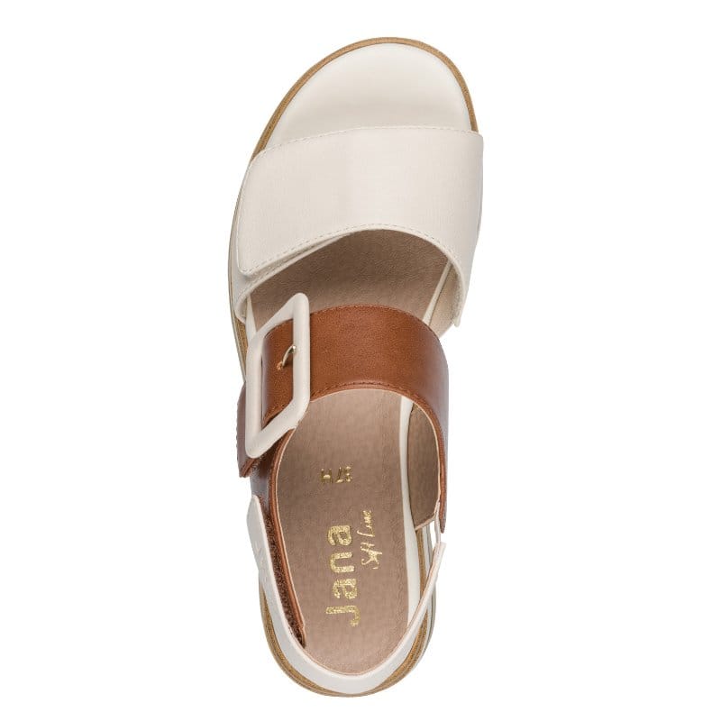 Jana Womens Jana Womens Beige Velcro Strap Slip On Wedge Sandal 8-28266-44