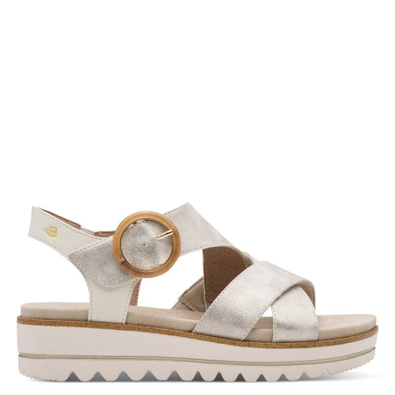 Jana Womens Jana Womens Beige Velcro Strap Slip On Wedge Sandal 8-28272-46