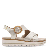 Jana Womens Jana Womens Beige Velcro Strap Slip On Wedge Sandal 8-28272-46