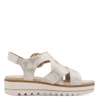 Jana Womens Jana Womens Beige Velcro Strap Slip On Wedge Sandal 8-28272-46
