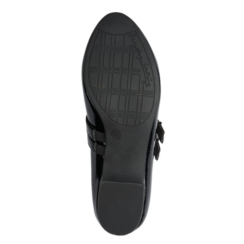 Jana Womens Jana Womens Black Patent Block Heel Wide Fit Shoes 8-24366-45