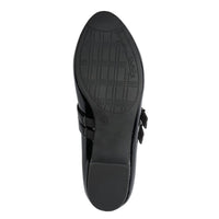 Jana Womens Jana Womens Black Patent Block Heel Wide Fit Shoes 8-24366-45