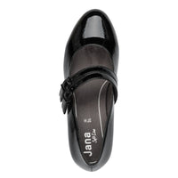 Jana Womens Jana Womens Black Patent Block Heel Wide Fit Shoes 8-24366-45