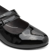 Jana Womens Jana Womens Black Patent Block Heel Wide Fit Shoes 8-24366-45