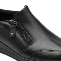 Jana Womens Jana Womens Black Side Zip Leather Shoe 8-24701-45