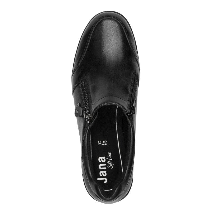 Jana Womens Jana Womens Black Side Zip Leather Shoe 8-24701-45