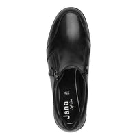 Jana Womens Jana Womens Black Side Zip Leather Shoe 8-24701-45