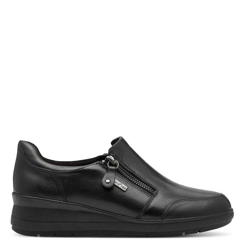 Jana Womens Jana Womens Black Side Zip Leather Shoe 8-24701-45
