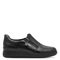 Jana Womens Jana Womens Black Side Zip Leather Shoe 8-24701-45