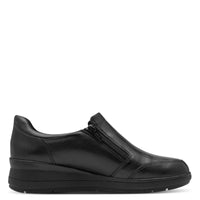 Jana Womens Jana Womens Black Side Zip Leather Shoe 8-24701-45
