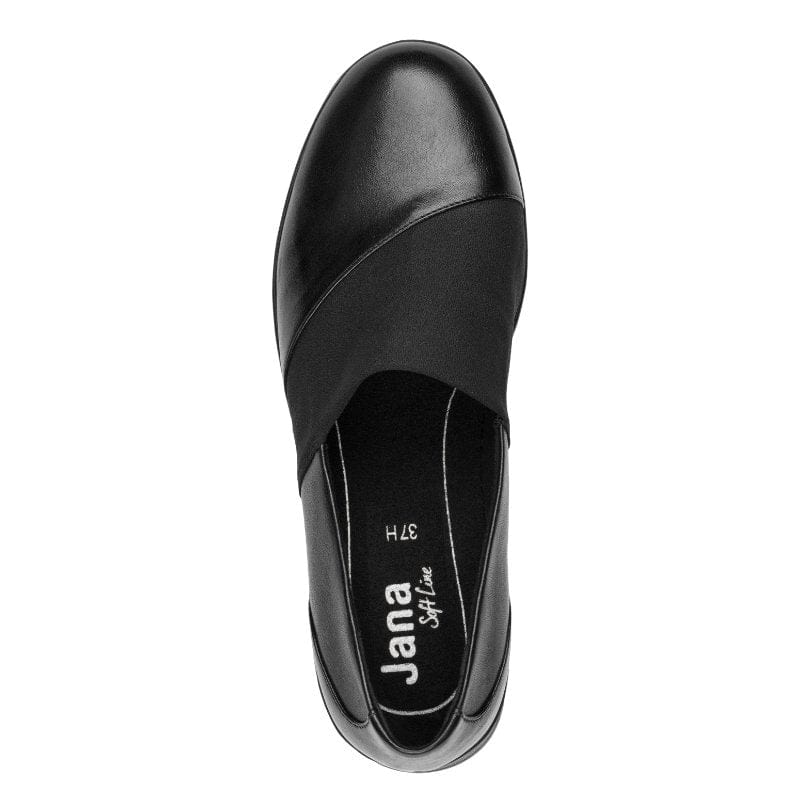 Jana Womens Jana Womens Black Slip-On Leather Shoe 8-24700-45
