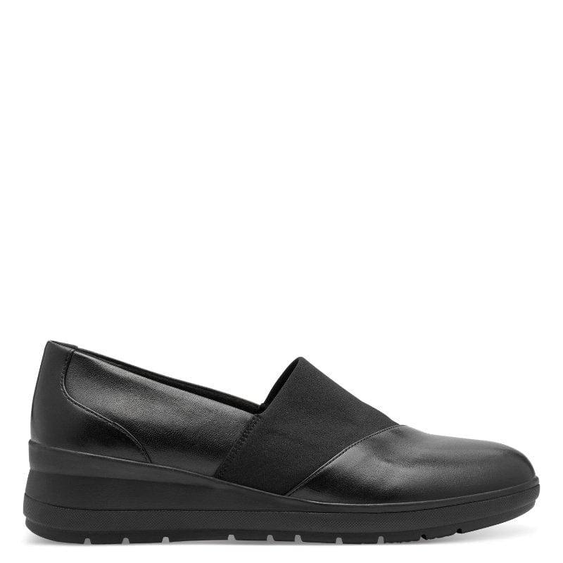 Jana Womens Jana Womens Black Slip-On Leather Shoe 8-24700-45