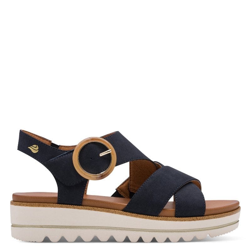 Jana Womens Jana Womens Black Velcro Strap Slip On Wedge Sandal 8-28272-46
