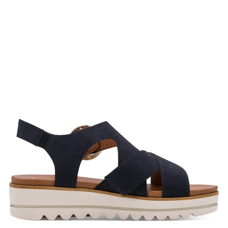 Jana Womens Jana Womens Black Velcro Strap Slip On Wedge Sandal 8-28272-46