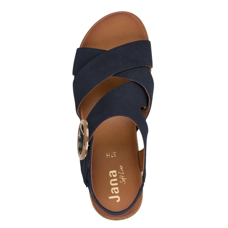 Jana Womens Jana Womens Black Velcro Strap Slip On Wedge Sandal 8-28272-46