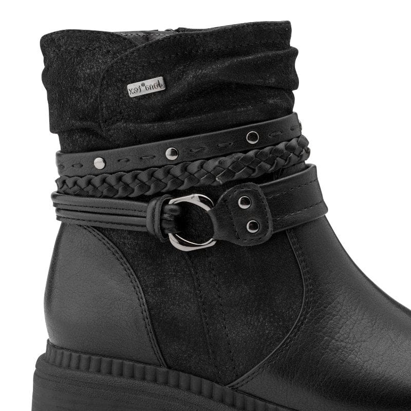 Jana Womens Jana Womens Black Wide Fit Side Zip Low Heel Ankle Boot 8-25464-43