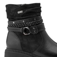 Jana Womens Jana Womens Black Wide Fit Side Zip Low Heel Ankle Boot 8-25464-43