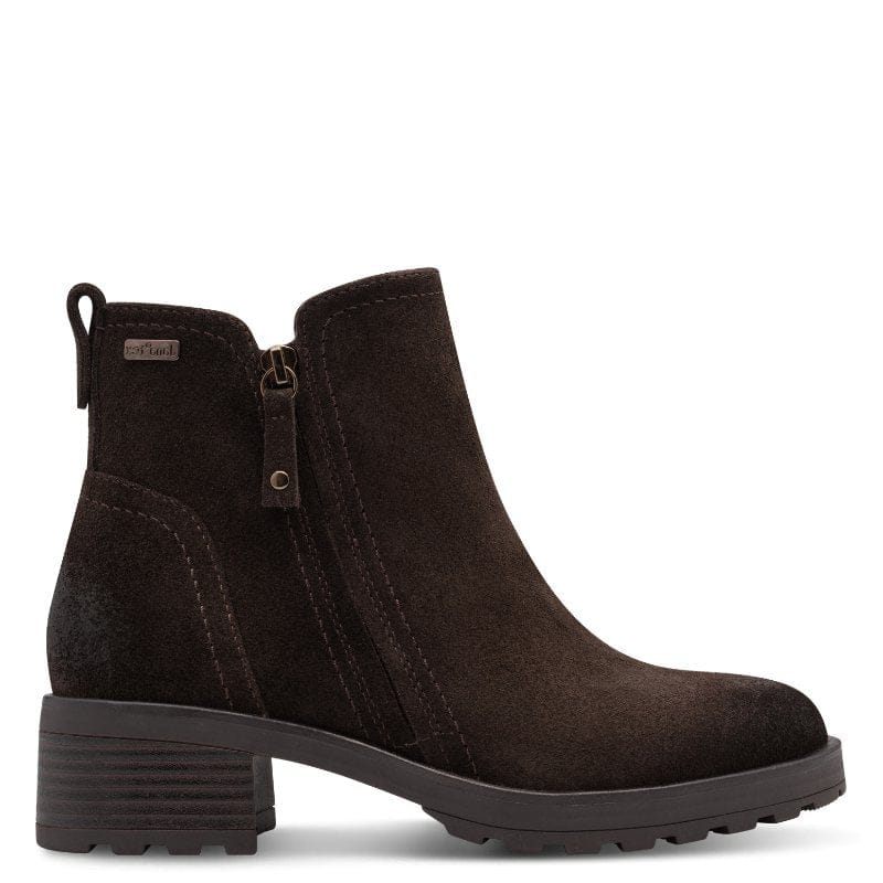 Jana Womens Jana Womens Brown Wide Fit Side Zip Leather Ankle Boot 8-25711-47
